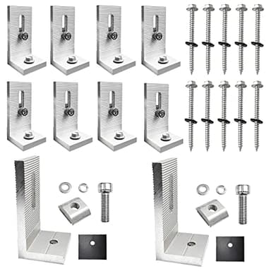 10 Piezas Juego Soporte Placas Solares, Aluminio Soportes de Montaje de Paneles Solares en Forma de L, con Tornillos, para Sistemas Solares en el Techo, Soportes Fotovoltaicos