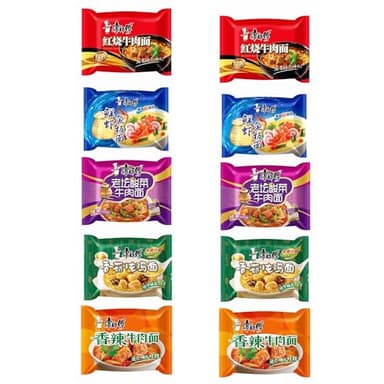 YIJIA Variedad de sabores Instant Noodle Tallarines - Ramen Fideos Instantáneos - Sabor paquetes mezclados A Pack 10