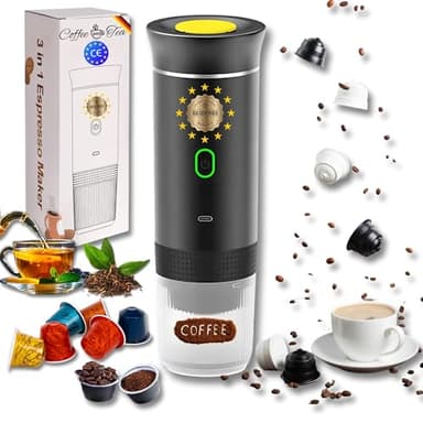 Astur Group Cafetera Pórtatil Cápsulas y Café Molido, Calienta Agua Batería Recargable con Carga USB, Ideal para Viajes, Camping y Oficina