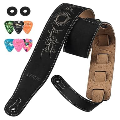 LEKATO Correa de gamuza para bajo, cinturón acolchado de espuma de 6 cm de ancho, 89 cm a 129 cm, compatible con guitarras acústicas, bajo y eléctricas, accesorios de guitarra regalo para