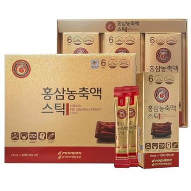 Pocheon Korean Red Ginseng Extracto, 30% de extracto de ginseng, paquetes individuales para servir – 30 varillas (10 ml x 30), soporte inmune natural, disponible como té