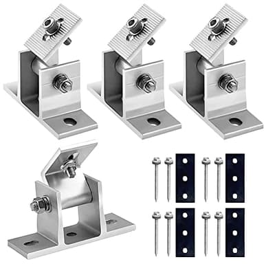 mizikuu Soporte Paneles Solar, 4 Piezas Ajustable Soporte Panel Solar Soporte de Aleación de Aluminio de Panel Solar Fotovoltaica Ajustable Independiente para Acampar, Coches, Techos y Paredes