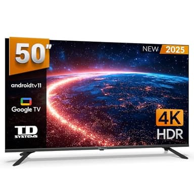 TD Systems - Smart TV 50 Pulgadas 4K sin Marcos, Android 11, Google Assistant, Control por Voz, televisión TDT 2025. Televisor con 3 años de Garantia - PRIME50K20GLE