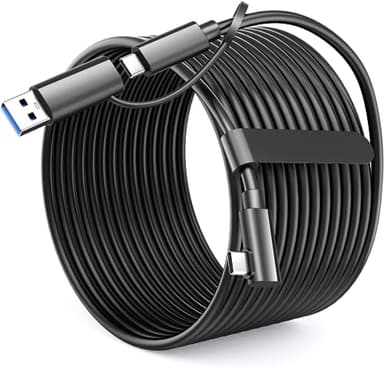 XZXWZX Cable de Enlace 2 en 1 Compatible con Quest 3,Quest 2/Pro/Pico 4 y Accesorios VR, Cable Tipo C Mejorado de 5 m, Cable de Carga de Transferencia de Datos de Alta Velocidad para Auriculares VR