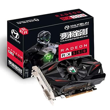 Tarjeta Grafica MAXSUN AMD Radeon RX 550 4GB GDDR5 Tarjeta gráfica ITX para Videojuegos en PC GPU 128 bits DirectX 12 PCI Express X16 3.0 DVI-D Dual Link, HDMI, DisplayPort
