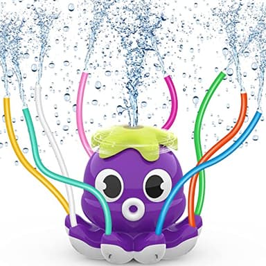 Tosekry Juegos de Agua para Niños Exterior, Juegos Piscina para Niños Juguete Niño 3 4 5 6 7 8 9 10 Años, Aspersor Infantil con Forma de Pulpo Juguetes de Agua para Niños (Pulpo-Púrpura)