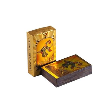 Baraja de tarot de lámina dorada, cartas doradas con guía de 36 páginas, PVC, impermeable