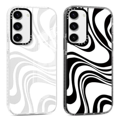 Yoedge 2 Piezas Funda para Samsung Galaxy S23 5G 6,1", Ultra Delgado Transparente Suave TPU Silicona Carcasa con Aesthetic Dibujos, Antigolpes Anti-arañazos Protectora Caso para Samsung S23, Remolino