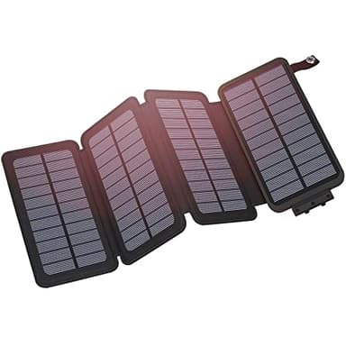 Hiluckey Cargador Solar Power Bank 25000mAh USB C Carga Rápida Cargador Portátil de Teléfono con 4 Paneles Solares y 3 Salidas USB para iPhone Tablet
