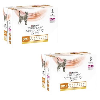 Purina Pro Plan Veterinary Diets OM Obesity Management Cat | Paquete Doble | 2 x 10 x 85 g | Bolsitas Frescas con Pollo| Puede Ayudar y apoyar el Control de Peso