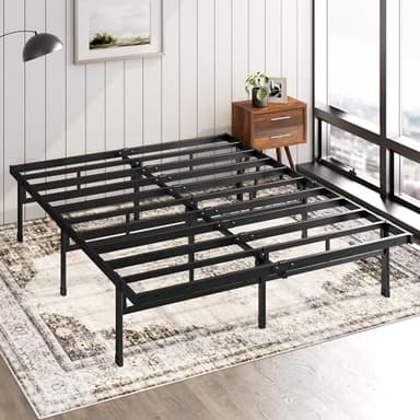 Zinus Justin Cama 135 x 190 cm - 36 cm de Altura con Almacenamiento Debajo de la Cama - Cama de Plataforma de Metal – Negro