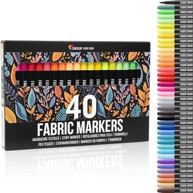 40 Rotulador Textil Permanente - Rotuladores para Tela No Tóxica y Indeleble, Rotulador Permanente con Punta Fina - Perfecto para Camisetas, Bolsas, Tote Bag y Otros Tejidos - Para Niños y Adultos
