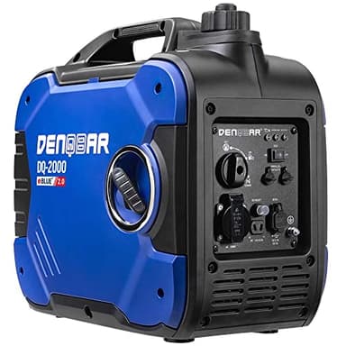 Generador inversor DENQBAR DQ-2000 de 2000W, Generador de gasolina 230V, USB Fast-Load, silencioso, motor de 4 tiempos, portátil - camping, obras y de emergencias