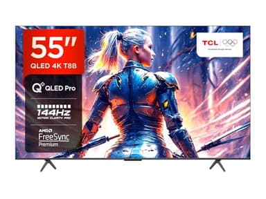 TCL 55T8B Gaming Onkyo QLED Smart TV Pro de 55" 144 Hz, 4K Ultra HD, HDR Pro, Powered by Google TV (Dolby Vision IQ y Atmos, Motion Clarity, Control de Voz Manos Libres)