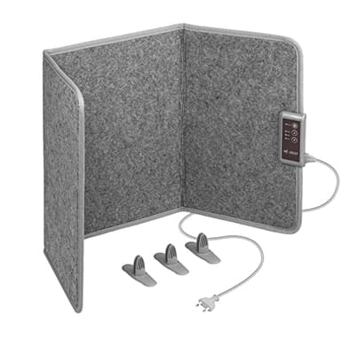 Mi-Heat panel calefactor infrarrojo para escritorio 260W | calefactor de suelo para escritorio de oficina estación de trabajo debajo de la mesa | temperatura hasta 60°C plegable, gris