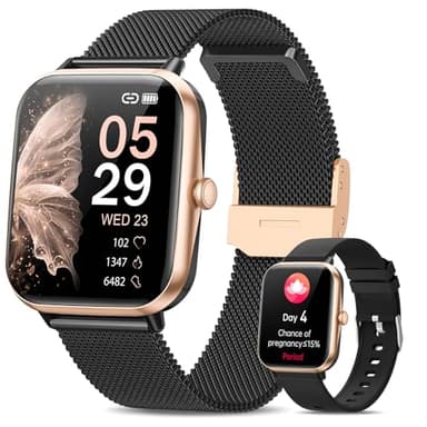 BANLVS 2025 Reloj Inteligente Mujer, 24/7 Reloj Medidor 𝐆𝐥𝐮𝐜𝐨𝐬𝐚 en Sangre/𝐆𝐥𝐮𝐜𝐞𝐦𝐢𝐚/Pulsómetro/Monitor Sueño/SpO2, 1,83” HD Smartwatch, 110+ Esferas IP68 Impermeable Android iOS Negro