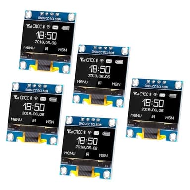APKLVSR Módulo de pantalla OLED de 0,96 pulgadas, 5 unidades, 128 x 64 píxeles, I2C, módulo de visualización con serie I2C IIC, autoiluminante, compatible con Arduino Raspberry PI (blanco)
