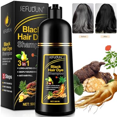 Hair Dye Shampoo 3 en 1 Cubre Canas, 500ML Black Hair Dye Shampoo 3 en 1, Champú Color Champu Tinte Canas Instantáneo Cubre Canas, Cobertura De Canas En En Minutos para Hombres Mujeres (Negro)