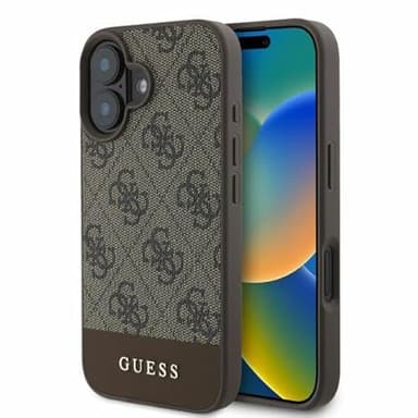 CG Mobile Guess GUHCP16SG4GLBR - Carcasa rígida para iPhone 16 de 6,1", diseño de Rayas, Color marrón