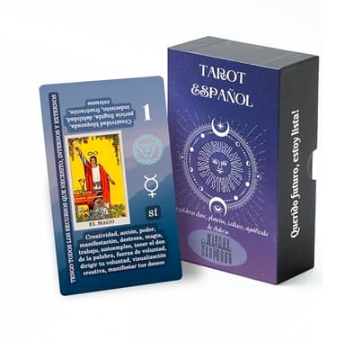 Witchy Cauldron Baraja de Cartas de Tarot en Español para Principiantes, con Significado y Palabras Clave, Chakra, Planeta, Afirmación, Invertido, Zodíaco