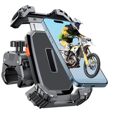 EOIWUY Soporte Movil Bicicleta, Soporte Movil Moto Antivibración con Brazo de Abrazadera Mejorado & Bloqueo Seguro, 360° Rotación Soporte Móvil Bicicleta/Patinete para iPhone y Teléfonos de 4.7"-6.8"