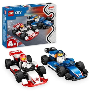 LEGO City Coches de F1 Williams Racing y Haas F1, Set con Coches de Carreras de Fórmula 1 de Juguete, 2 Maquetas de Vehículos y Minifiguras de Pilotos, Regalo para Niños y Niñas de 4 Años o Más 60464
