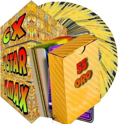 Nuevo 55 Cartas Pok de Lamina con Alto Ataque, Material de PVC, Cartas de Colección, Version Ingles (Doradas)