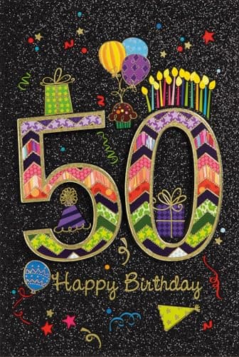 bsb Tarjeta de felicitación de 50 cumpleaños – Feliz cumpleaños – sobre verde claro
