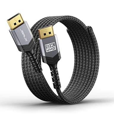 JSAUX Cable DisplayPort 1.4 1 m, 32,4 Gbps de nailon trenzado, conectores chapados en oro, cable DP 1.4, 8 K @ 60 Hz, 4 K a 144 Hz, 2 K a 240 Hz, 2 K a 165 Hz, DSC 1.2 FreeSync G-Sync compatible con