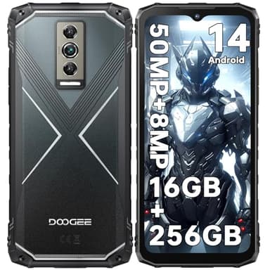 DOOGEE Blade 10 Pro(2024) Telefono Movil Resistente Android 14, 16GB+256GB(2TB) Movil Irrompible, 6.56'' HD+ Display, 50MP+8MP Camera Movil Todoterreno 5150mAh, 3 Card Slots/IP68/ 69K/NFC/Face ID/OTG