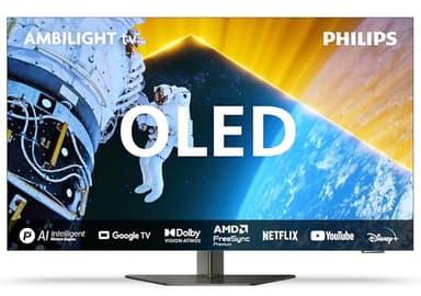Philips Ambilight 65OLED809 4K OLED Smart TV, pantalla de 65", con P5 AI Perfect Picture, Google TV, Dolby Vision y sonido Dolby Atmos, funciona con Alexa y Google Asistente de voz