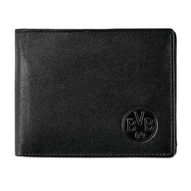 Borussia Dortmund Cartera de cuero, Unisex, Negro/Amarillo