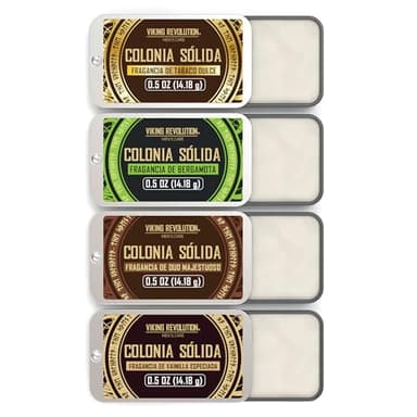 Viking Revolution - Colonia Hombre - Perfume Sólido Hombre con Vanilla Especiada, Tabaco Dulce, Majestuoso Oud, Bergamota - Regalo Hombre - Paquete de 4 x 14 g