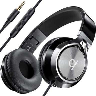 ARTIX® Cascos con Cable y Microfono, Plegable, Auriculares con Cancelación de Ruido equlibrada, Cable Jack 3.5 mm Largo, Auriculares Diadema para Musica, compatibilidad PC, Movil y Tablet, CL750