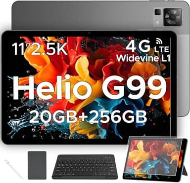 DOOGEE T35 Tablet con Teclado y Lapiz, Helio G99 Android 14 Tablet 11 Pulgadas, 20GB+256GB/2TB TF 2.5K FHD+ Tablet Grande, Dual 4G LTE+5G WIFI/8580mAh/20MP/Widevine L1/Face ID Gaming Tableta con Funda