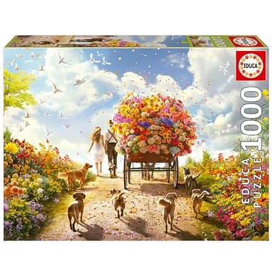Educa - Carro de Flores | Puzzle de 1000 Piezas para Adultos. Medidas: 68 x 48 cm. Incluye Cola Fix Puzzle. A Partir de 14 años (19921)