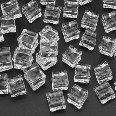 Cubo de Hielo Artificial 50 Pcs Transparente Cubitos Falsos Reutilizables Hielo Seco para Decoración del Hogar, Bodas, Rellenos de Jarrones, Accesorios Fotográficos