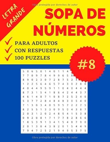 Sopa de Números Letra Grande: 100 Juegos Sopa de Números con Respuestas | Parte 8 | Sopa de Cifras recomendable para Personas Mayores | Soluciones Incluídas | Formato Grande