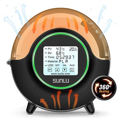 SUNLU Official Filamento Dryer S2 with Fan, 360° Calefacción Integral Secador Filamento 3D, 70℃ Temperatura Máxima Secado Eficiente, Caja Secadora de Filamento 3D PLA PETG ABS PA PC SUNLU S2, (Negro)