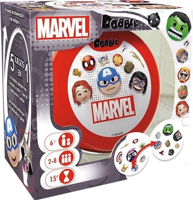 Zygomatic | Dobble Marvel Emoji | Juego de Cartas de Acción y Reflejos | A Partir de 7 Años | De 2 a 8 Jugadores | 15 Minutos por Partida | Español y Portugués