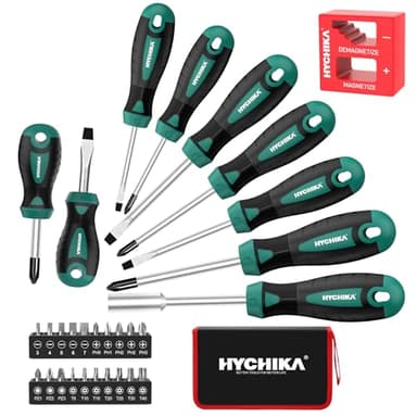 HYCHIKA Juego Destornilladores 30 Pzs, Kit Destornilladores Incluye Paquete de Almacenamiento, Aplicable a DIY, Muebles de Montaje, Mantenimiento Familiar, Uso del Taller
