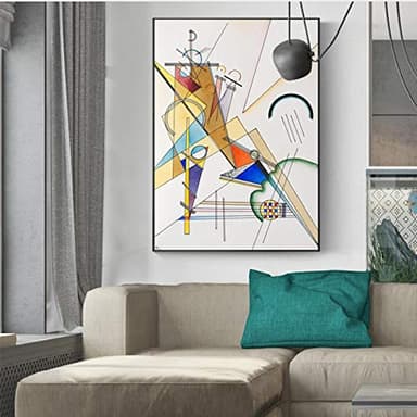 Pinturas abstractas famosas Kandinsky Patrones geométricos Pintura en lienzo Cuadros de arte de pared para sala de estar Impresiones Póster 70x100cm (28x39in) Con marco