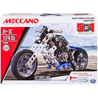 MECCANO - MOTO 5 MODELOS - Juego para construir con 174 Piezas Y 2 Herramientas - Juego De Construcción - 6036044 - Juguetes Niños 8 años +