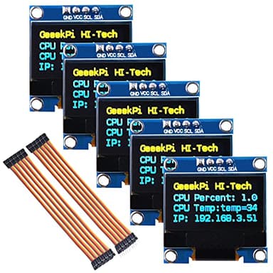 GeeekPi Módulo de pantalla OLED I2C IIC 128 x 64 píxeles de 0.96 pulgadas, pantalla de dos colores amarillo y azul, compatible con Raspberry Pi Arduino 51 Series MCU STM32 R3 y Mega