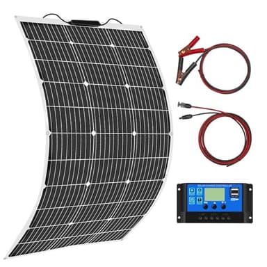 Aysolar 100W 12V Kit de Panel Solar Flexible Monocristalino Módulo Fotovoltaico y 10A Controlador de Cargador para Baterías de 12V, Autocaravana, Caravana,Barco, Yate, Automóvil