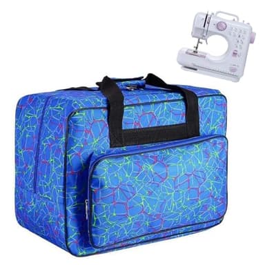 Bolsa para Máquina de Coser - JanTeelGO Funda Maquina de Coser, Funda de Transportar Acolchada Universal con Bolsillos y Asas (Azul)