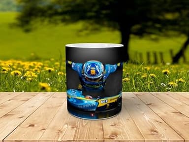 Taziturno taza cerámica personalizada fernando alonso 033 350ml ideal para regalo de cumpleaños, navidad y amigo invisible. Rememora los mejores tiempos del mejor piloto de F1