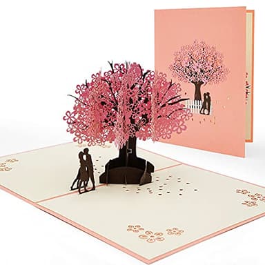 AIBAOBAO Tarjeta San Valentin, Tarjeta de Felicitación Boda 3D Invitaciones Rosa Sakura Romántica, Tarjeta Cumpleaños Pop-Up Regalo Novias, San Valentín Aniversario, Cumpleaños, Madre, Amantes