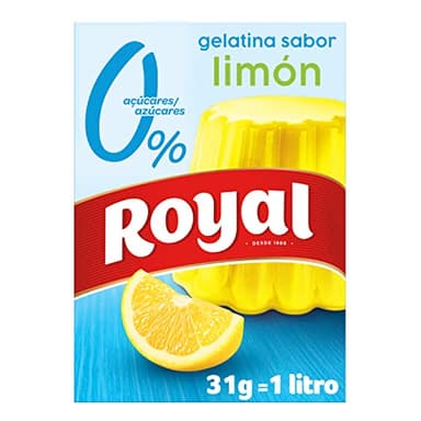 Royal Gelatina Sabor Limón 0%, Sin Azúcar, Preparado en Pack 31 g