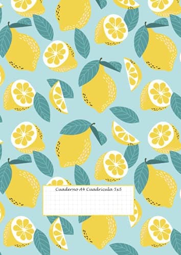 Cuaderno A4 Cuadrícula 5x5: Cuadrícula 5x5 - 100 páginas - 50 hojas - portada de limones - cuaderno cuadriculado 5mm - cuaderno cuadriculado 5x5 con ... sin espiral - libretas bonitas a4